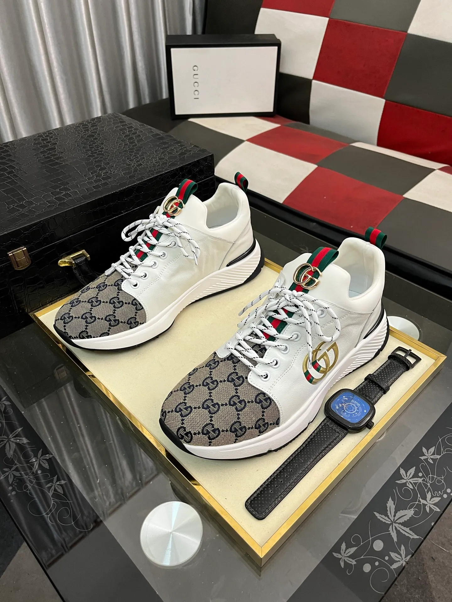 Men's Men's Shoes 💰458 ⌚️⌚️[GUCCI] Gucci men's casual shoes are absolutely popular 🔥The ultimate matching item for trendy men! The charm of super texture is irresistible, the main recommendation, the flower leather color is bright! The upper is made of high-quality brand printed fabric with cowhide, breathable leather lining and wear-resistant rubber sole, noble and elegant! Extremely comfortable🎁🎁You can be as handsome as you want💪 38-445⃣️colors available